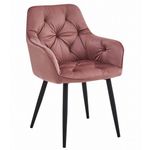 Casa si Gradina - Mobilier - Scaune si fotolii - Scaune - Scaun stil fotoliu bucatarie/living, Artool, York, catifea, metal, roz si negru, 56x62x83.5 cm - Infinity.ro