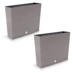 Casa si Gradina - Gradinarit si plante - Plante si ghivece - Accesorii ghivece si jardiniere - Set 2 jardiniere decorative, imitatie ratan, cafeniu, 58x18x49.8 cm, Rato Case - Infinity.ro