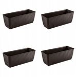 Casa si Gradina - Gradinarit si plante - Plante si ghivece - Ghivece si suporturi - Set 4 jardiniere decorative, Prosperplast, imitatie ratan, maro, 49.2x17.2x17.4 cm - Infinity.ro