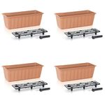 Casa si Gradina - Gradinarit si plante - Plante si ghivece - Ghivece si suporturi - Set 4 jardiniere decorative cu sistem de irigare, 11 L, 60x18x14 cm, maro, Prosperplast - Infinity.ro