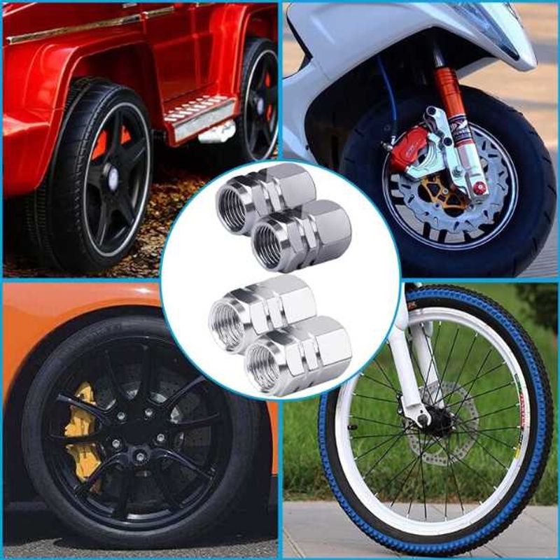 Auto si Moto - Anvelope si jante - Accesorii roti - Alte accesorii roti - Set 12 Capace Hexagonale pentru Valva Auto, Aliaj Aluminiu, Lungime 1.8 cm, Argintiu - Infinity.ro