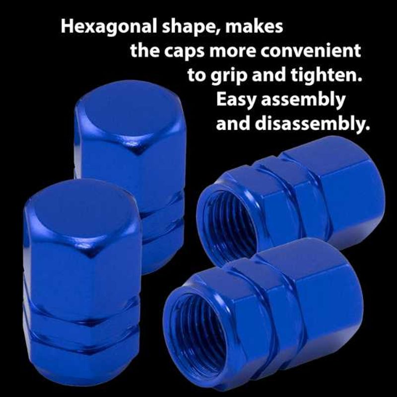 Auto si Moto - Anvelope si jante - Accesorii roti - Alte accesorii roti - Set 12 Capace Hexagonale pentru Valva Auto, Aliaj Aluminiu, Lungime 1.8 cm, Albastru - Infinity.ro