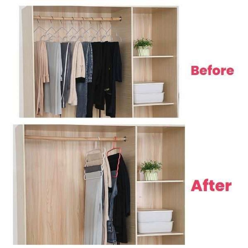 Casa si Gradina - Mobilier - Organizare si depozitare - Umerase si valeti - Set 20 Umerase Mercaton din Plastic, cu 5 Pozitii, Pentru Pantaloni, Fuste sau Cravate, 31 x 31 cm, Roz - Infinity.ro