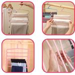 Casa si Gradina - Mobilier - Organizare si depozitare - Umerase si valeti - Set 20 Umerase Mercaton din Plastic, cu 5 Pozitii, Pentru Pantaloni, Fuste sau Cravate, 31 x 31 cm, Roz - Infinity.ro