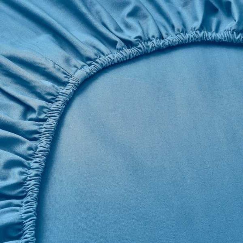 Casa si Gradina - Textile si covoare - Lenjerii de pat - Cearceafuri de pat - Cearceaf de Pat cu Elastic, Bumbac, Tesatura Rigida, 140g/m2, 180 x 200 cm, Albastru - Infinity.ro