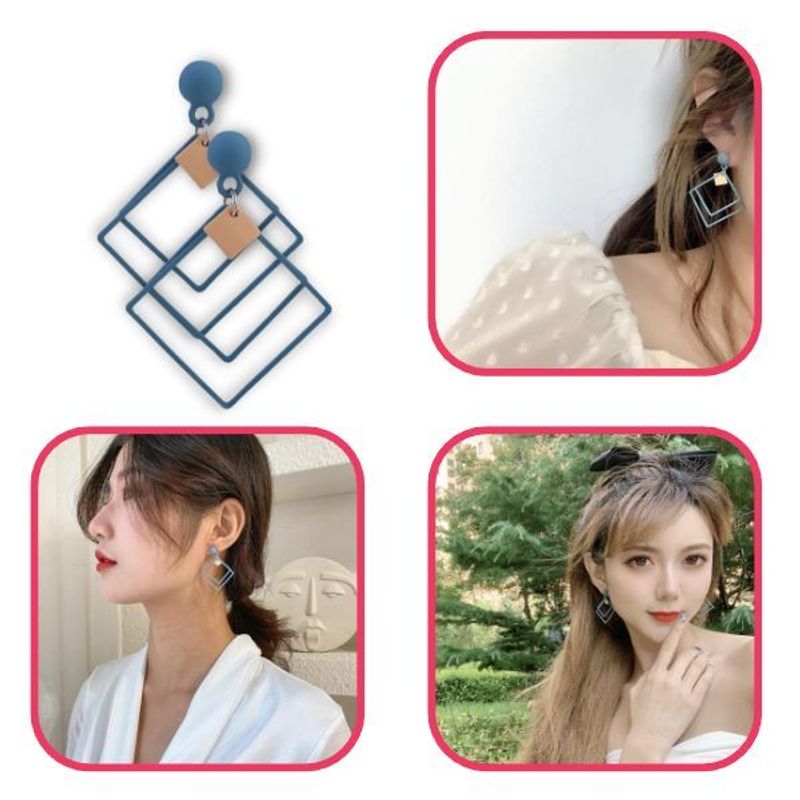 Fashion, accesorii si bijuterii - Femei - Bijuterii femei - Cercei femei - Set, 2 Perechi de Cercei Royal Deluxe,, Galbeni si Albastru cu Auriu - Infinity.ro