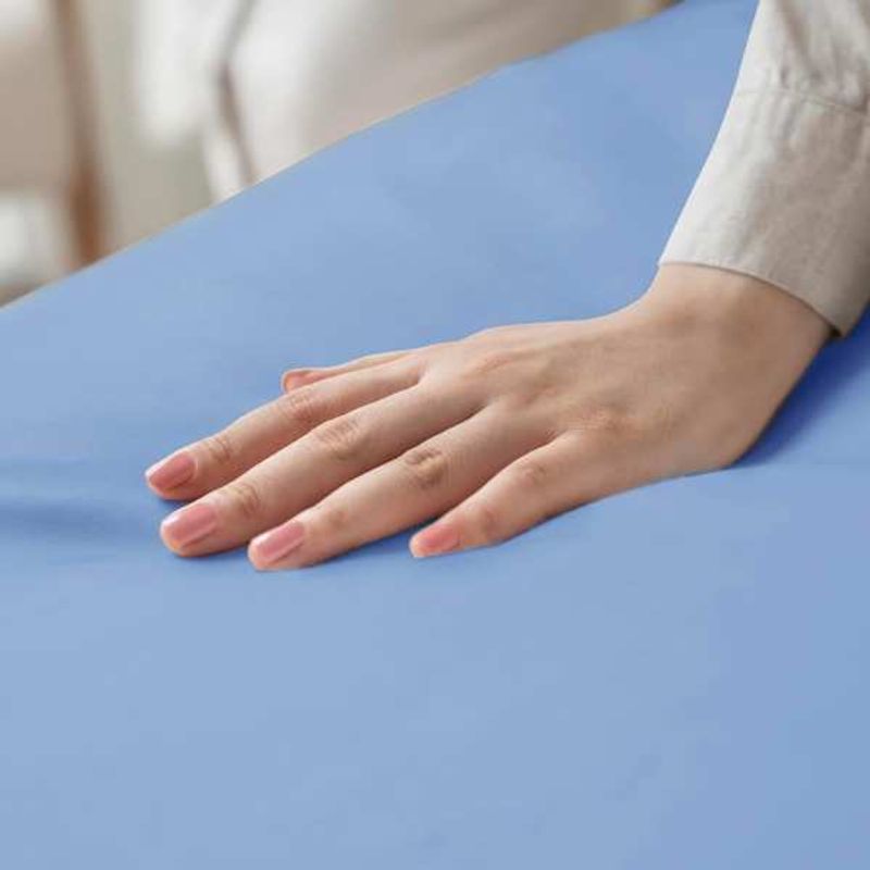 Casa si Gradina - Textile si covoare - Lenjerii de pat - Cearceafuri de pat - Cearceaf de Pat cu Elastic, Bumbac, Tesatura Rigida, 140g/m2, 180 x 200 cm, Albastru - Infinity.ro