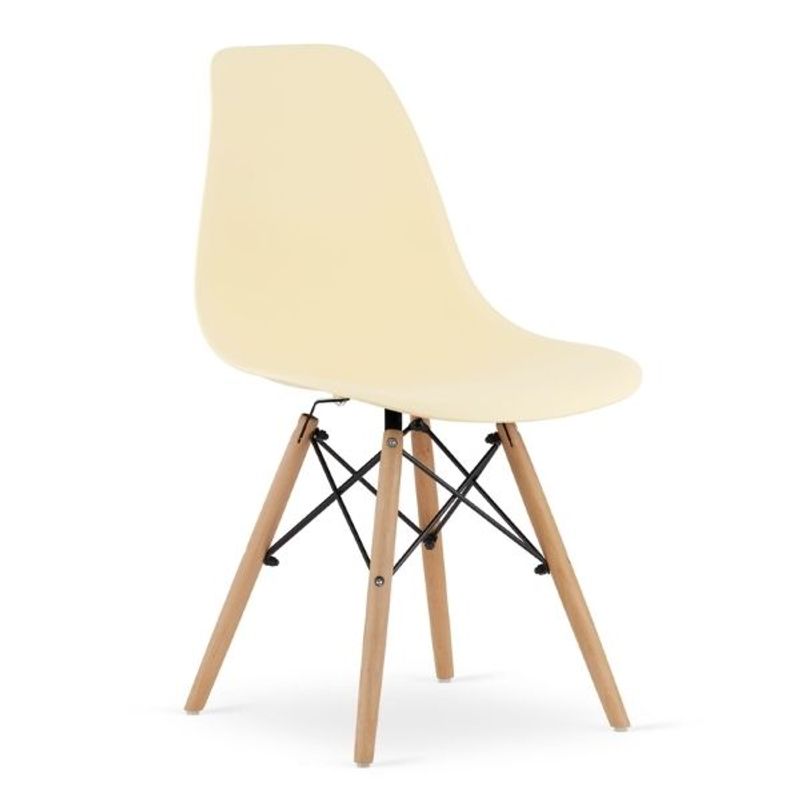 Casa si Gradina - Mobilier - Scaune si fotolii - Scaune - Set 2 Scaune, Stil Scandinav cu Picioare din Lemn de Fag, Sezut PP, 46 x 54 x 81 cm, Crem - Infinity.ro