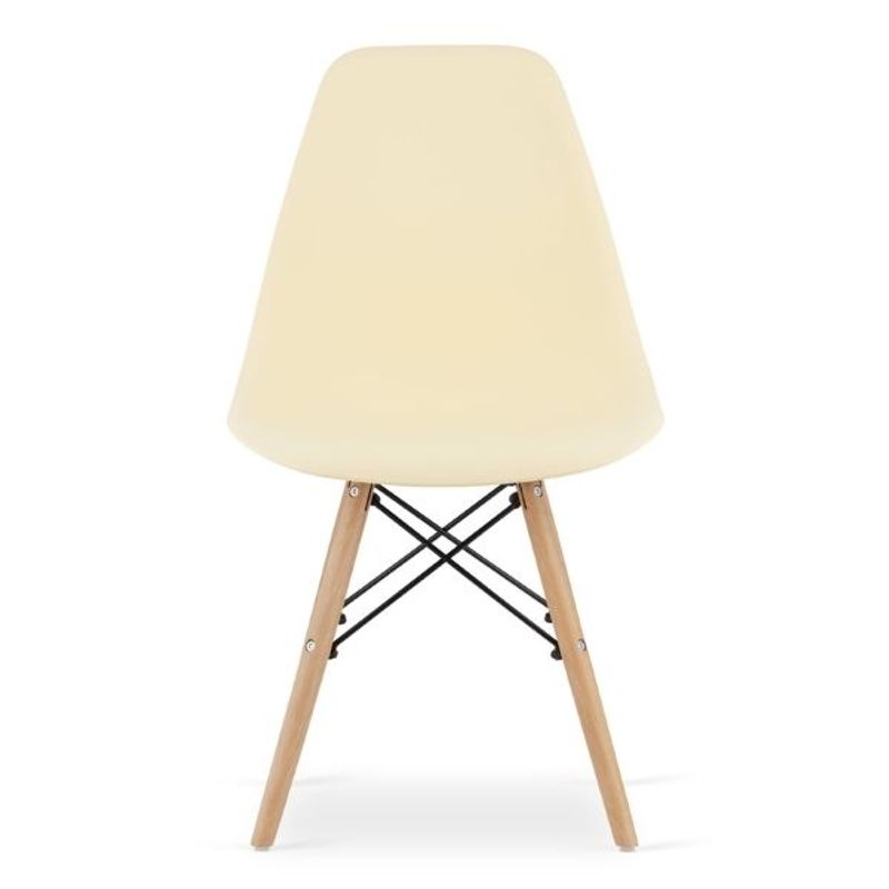 Casa si Gradina - Mobilier - Scaune si fotolii - Scaune - Set 2 Scaune, Stil Scandinav cu Picioare din Lemn de Fag, Sezut PP, 46 x 54 x 81 cm, Crem - Infinity.ro
