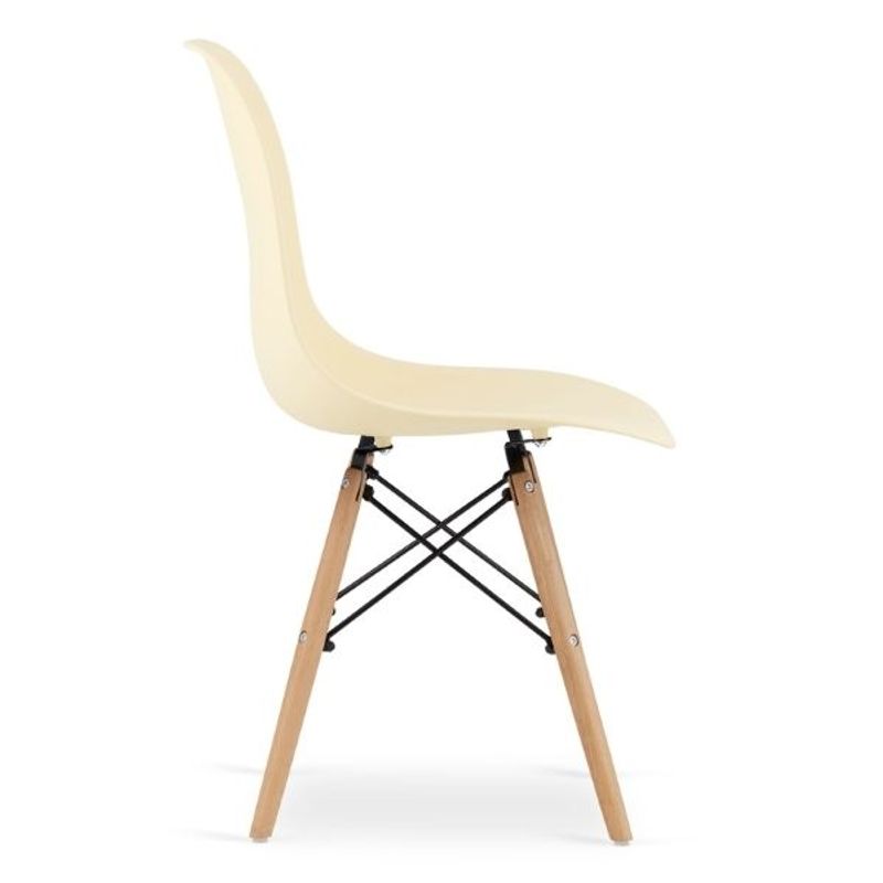 Casa si Gradina - Mobilier - Scaune si fotolii - Scaune - Set 2 Scaune, Stil Scandinav cu Picioare din Lemn de Fag, Sezut PP, 46 x 54 x 81 cm, Crem - Infinity.ro