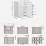 Fashion, accesorii si bijuterii - Femei - Bijuterii femei - Cutii bijuterii - Cutie pentru Bijuterii si Ceasuri, 5 Sertare, Oglinda, MDF si Catifea, 30.2 x 21 x 31.3 cm, Alb - Infinity.ro