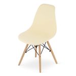 Casa si Gradina - Mobilier - Scaune si fotolii - Scaune - Set 2 Scaune, Stil Scandinav cu Picioare din Lemn de Fag, Sezut PP, 46 x 54 x 81 cm, Crem - Infinity.ro