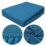 Casa si Gradina - Textile si covoare - Lenjerii de pat - Cearceafuri de pat - Cearceaf de Pat cu Elastic, Bumbac, Tesatura Rigida, 140g/m2, 150 x 200 cm, Albastru - Infinity.ro