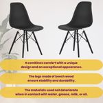 Casa si Gradina - Mobilier - Scaune si fotolii - Scaune - Set 2 Scaune, Stil Scandinav cu Picioare din Lemn de Fag, Sezut PP, 46 x 54 x 81 cm, Negru - Infinity.ro