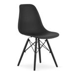 Casa si Gradina - Mobilier - Scaune si fotolii - Scaune - Set 2 Scaune, Stil Scandinav cu Picioare din Lemn de Fag, Sezut PP, 46 x 54 x 81 cm, Negru - Infinity.ro