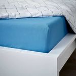 Casa si Gradina - Textile si covoare - Lenjerii de pat - Cearceafuri de pat - Cearceaf de Pat cu Elastic, Bumbac, Tesatura Rigida, 140g/m2, 150 x 200 cm, Albastru - Infinity.ro