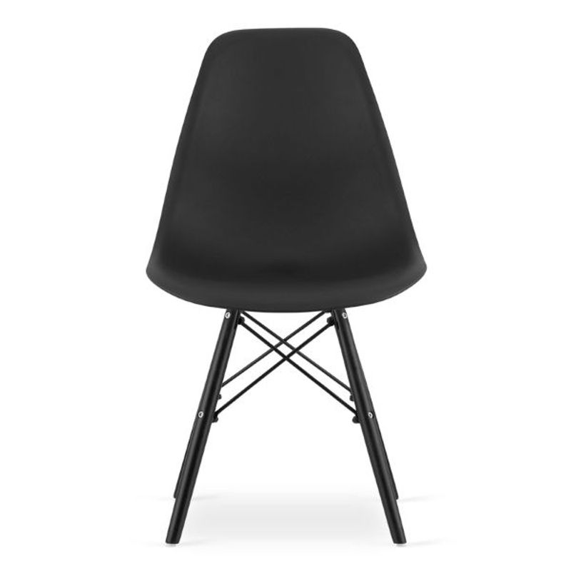 Casa si Gradina - Mobilier - Scaune si fotolii - Scaune - Set 2 Scaune, Stil Scandinav cu Picioare din Lemn de Fag, Sezut PP, 46 x 54 x 81 cm, Negru - Infinity.ro