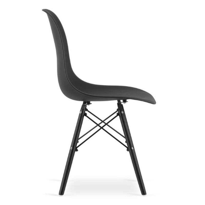 Casa si Gradina - Mobilier - Scaune si fotolii - Scaune - Set 2 Scaune, Stil Scandinav cu Picioare din Lemn de Fag, Sezut PP, 46 x 54 x 81 cm, Negru - Infinity.ro