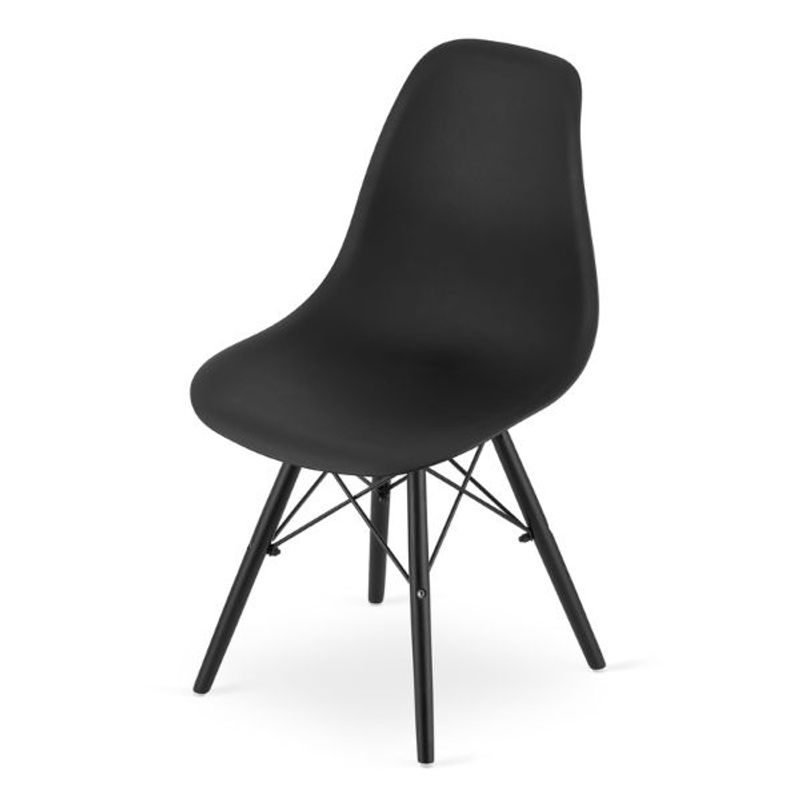 Casa si Gradina - Mobilier - Scaune si fotolii - Scaune - Set 2 Scaune, Stil Scandinav cu Picioare din Lemn de Fag, Sezut PP, 46 x 54 x 81 cm, Negru - Infinity.ro