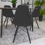 Casa si Gradina - Mobilier - Scaune si fotolii - Scaune - Set 2 Scaune, Stil Scandinav cu Picioare din Lemn de Fag, Sezut PP, 46 x 54 x 81 cm, Negru - Infinity.ro
