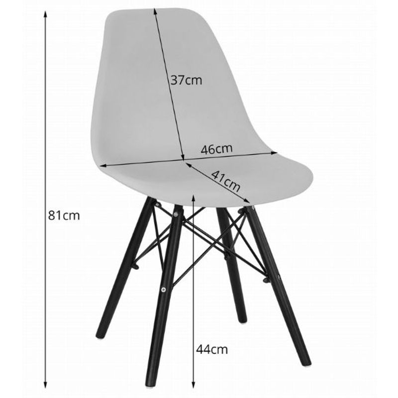 Casa si Gradina - Mobilier - Scaune si fotolii - Scaune - Set 2 Scaune, Stil Scandinav cu Picioare din Lemn de Fag, Sezut PP, 46 x 54 x 81 cm, Negru - Infinity.ro