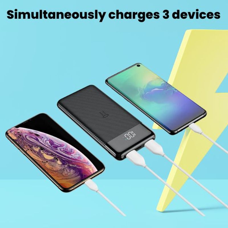 Laptop, Telefoane si Tablete - Telefoane mobile si accesorii - Accesorii Telefoane - Baterii externe - Baterie Reincarcabila, Powerbank 10.000 mAh, Display LED, Li-Po, 2 X USB, 1 X USB-C, 37Wh, 135.5 × 67 × 15 mm, Negru - Infinity.ro