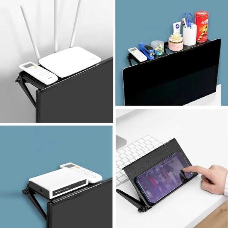 TV, Audio-Video si Foto - Accesorii TV si audio - Suporturi TV - Set 2 buc, Raft Reglabil de Depozitare pentru TV sau Monitoare LCD, Maxim 4 Kg, 30 x 11 x 3 cm, Negru - Infinity.ro