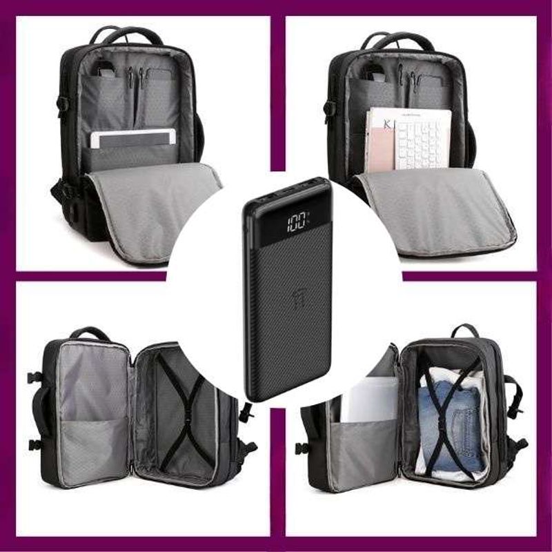 Sport si Outdoor - Articole de voiaj - Rucsacuri - Rucsac Extensibil Mercaton Compatibil cu Laptopuri Pana la 17.3″ + Baterie Reincarcabila Powerbank 10.000 mAh - Infinity.ro