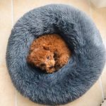Petshop - Accesorii petshop - Culcusuri si custi - Culcusuri si saltele - Pat Rotund din Plus, Imblanit, Suprafata Antiaderenta, Materiale Soft, Diametru 40 cm, Marimea S, Gri - Infinity.ro