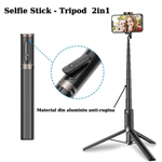 Laptop, Telefoane si Tablete - Telefoane mobile si accesorii - Accesorii Telefoane - Selfie stick-uri - Selfie stick multifunctional, 30cm-150cm, Trepied, Suport pentru telefon, Telecomanda detasabila, Telescopic - Infinity.ro
