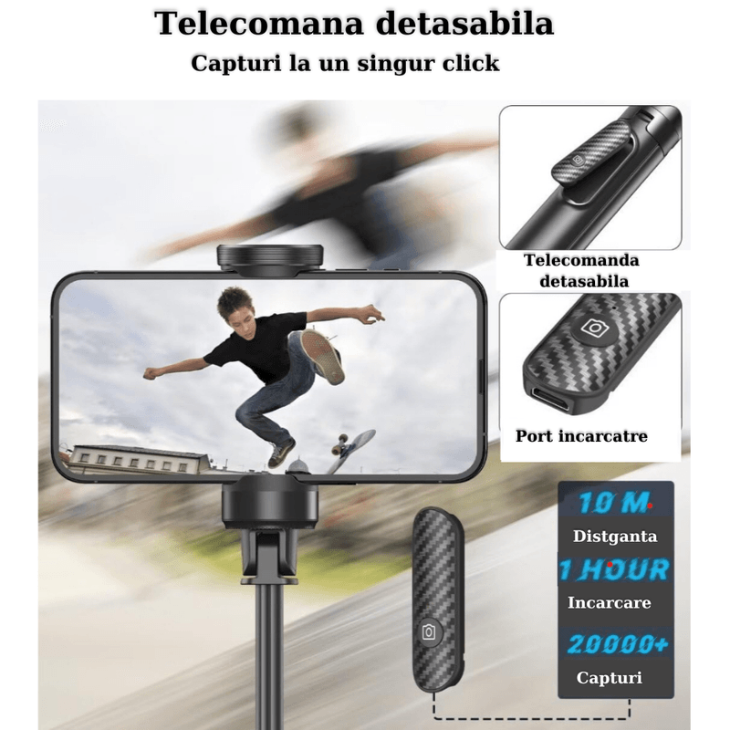 Laptop, Telefoane si Tablete - Telefoane mobile si accesorii - Accesorii Telefoane - Selfie stick-uri - Selfie stick multifunctional, 30cm-150cm, Trepied, Suport pentru telefon, Telecomanda detasabila, Telescopic - Infinity.ro