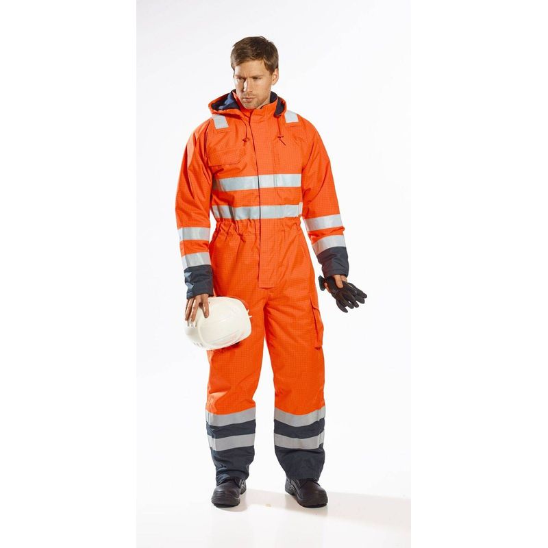 Casa si Gradina - Constructii - Echipamente de lucru - Imbracaminte protectia muncii - Combinezon de protectie Bizflame Rain Hi-Vis Multi Portwest-S775 XXL Portocaliu - Infinity.ro