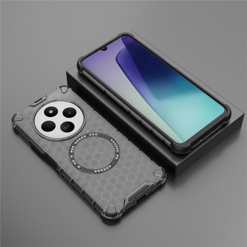 Laptop, Telefoane si Tablete - Telefoane mobile si accesorii - Accesorii Telefoane - Huse telefoane - Husa compatibil cu Xiaomi Redmi 14C cu protectie spate si margini anti-soc, Fumuriu – Model Fagure - Infinity.ro