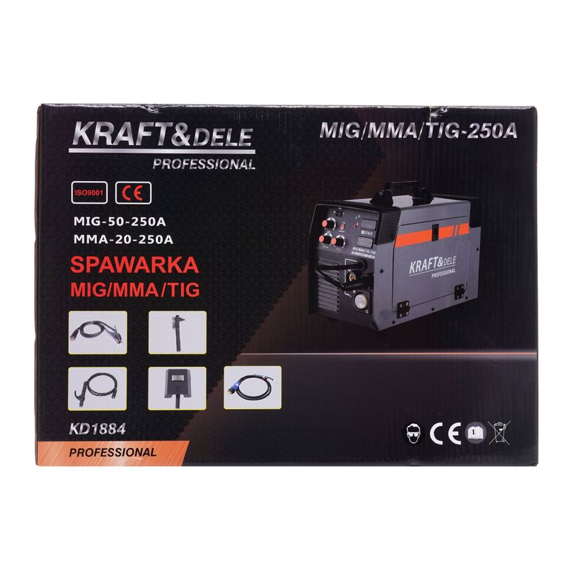 Auto si Moto - Reparatii si depanare - Scule auto - Scule si truse auto - Aparat de sudura MIG/MMA/TIG-250A, Kraft&Dele, KD1884 - Infinity.ro