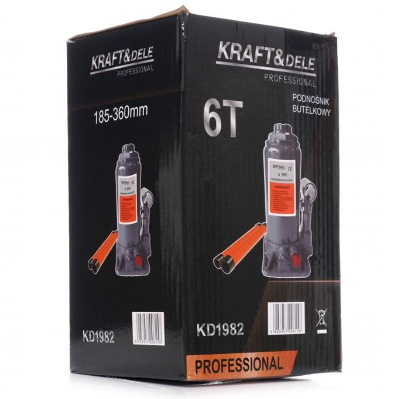 Auto si Moto - Reparatii si depanare - Scule auto - Echipamente de ridicare si sprijin - Cric hidraulic, 6 T 185 mm-360 mm, KD1982, Kraft&Dele - Infinity.ro