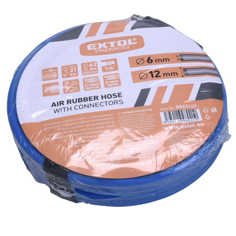 Casa si Gradina - Electrice - Echipamente electrice - Accesorii compresoare - Furtun aer, Extol Premium, 8865147, 10m, 1/4, cauciuc, cuplare rapida, 21 bar - Infinity.ro