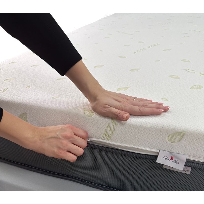 Casa si Gradina - Mobilier - Saltele si somiere - Toppere - Topper Saltea Best Sleep Principal Aloe Vera, H8 4cm spuma poliuretanica+ 4 cm latex, 120 x 200 cm, husa aloe vera - Infinity.ro