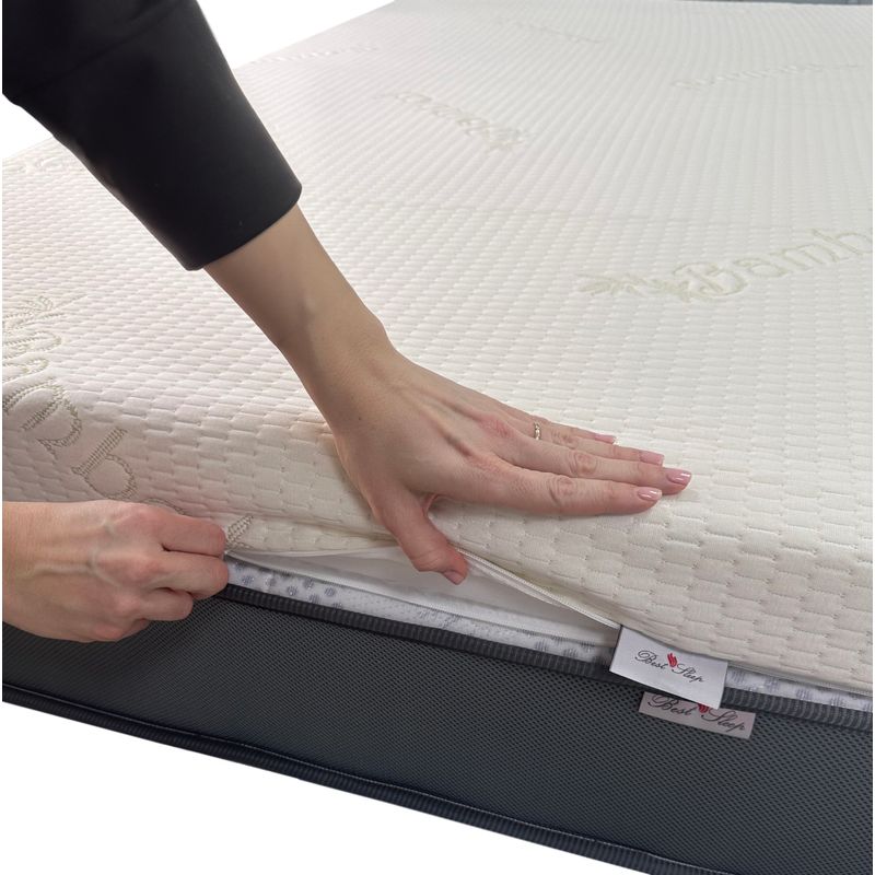 Casa si Gradina - Mobilier - Saltele si somiere - Toppere - Topper Saltea Best Sleep Heavenly Bamboo, H8 4cm spuma poliuretanica+ 4 cm latex cool gel, 140 x 200 cm, husa bambus - Infinity.ro