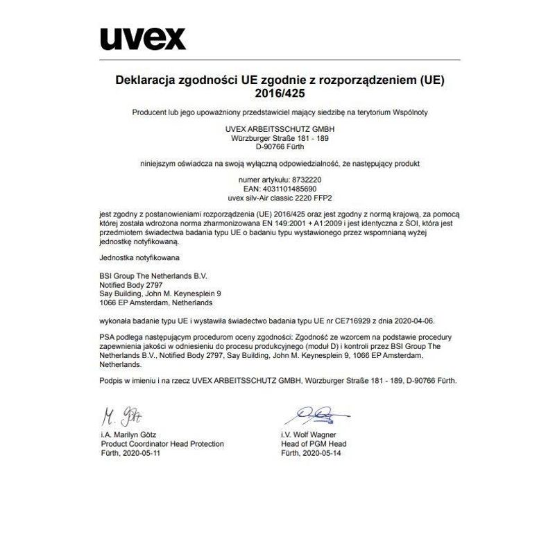 Casa si Gradina - Constructii - Echipamente de lucru - Accesorii echipamente protectia muncii - Masca de protectie Uvex-2220,FFP2, cu supapa 1 - Infinity.ro