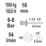 Auto si Moto - Reparatii si depanare - Scule auto - Scule si truse auto - Nituitor Pneumatic 16mm, Kraft&Dele, KD5464 - Infinity.ro