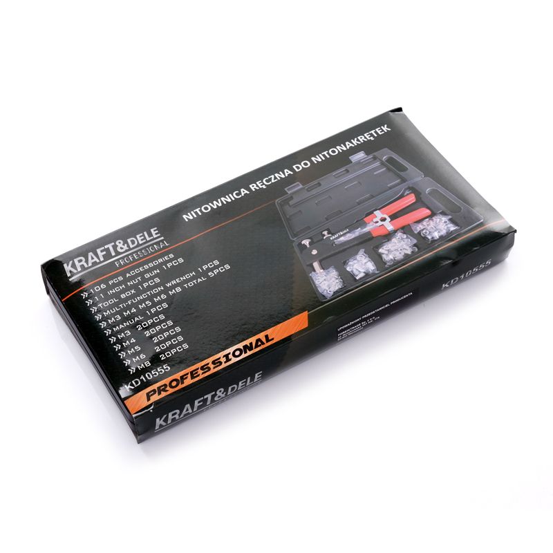 Auto si Moto - Reparatii si depanare - Scule auto - Scule si truse auto - Set de nituire manuala pentru nituri filetate 106 buc., Kraft&Dele, KD10555 - Infinity.ro