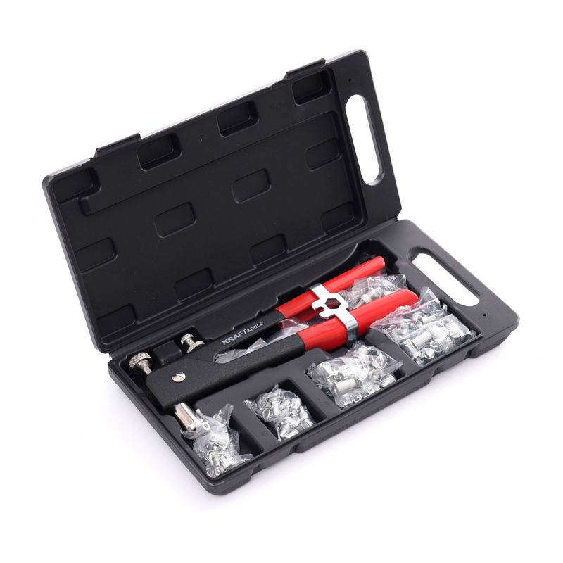 Auto si Moto - Reparatii si depanare - Scule auto - Scule si truse auto - Set de nituire manuala pentru nituri filetate 106 buc., Kraft&Dele, KD10555 - Infinity.ro
