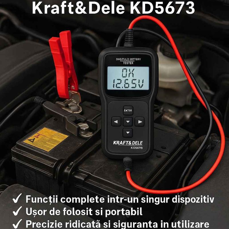 Auto si Moto - Reparatii si depanare - Scule auto - Scule si truse auto - Tester digital baterii,Kraft&dele, afisaj LED 12V 24V 3Ah-200Ah, KD5673 - Infinity.ro