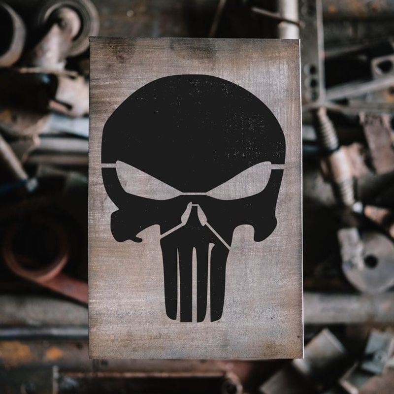 Casa si Gradina - Decoratiuni - DIY - Sabloane decorative pereti - Sablon Perete vopsire, tencuiala 0.7mm Craniu Punisher model MXSP7445, 900 x 900 mm - Infinity.ro