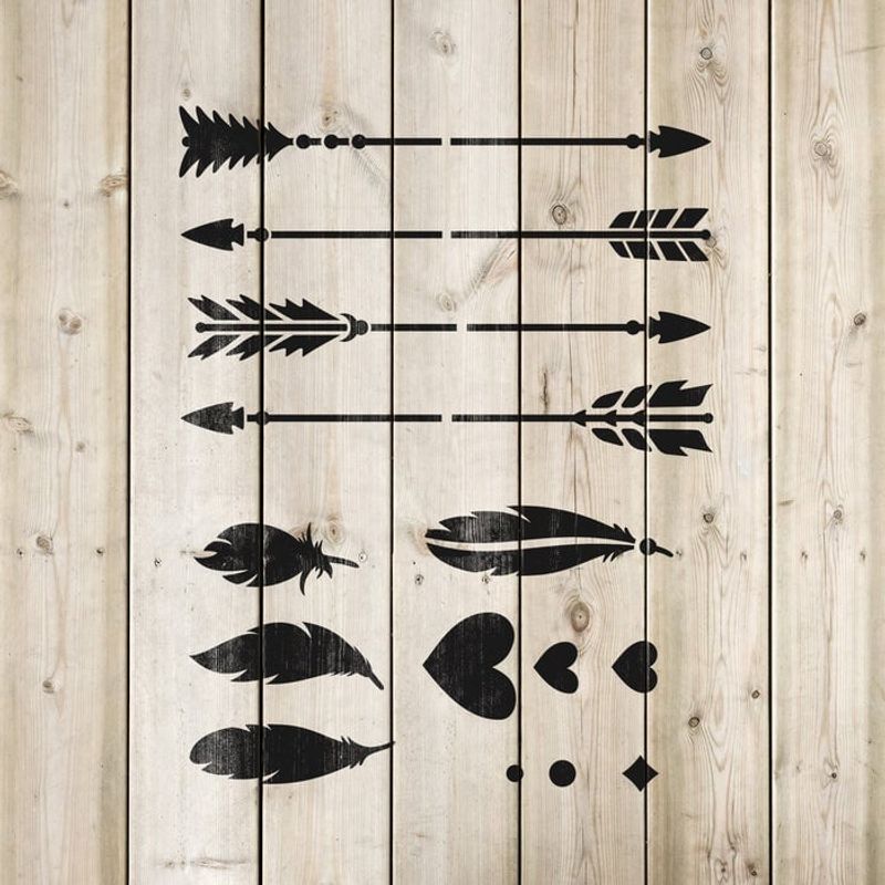 Casa si Gradina - Decoratiuni - DIY - Sabloane decorative pereti - Sablon Perete vopsire, tencuiala 0.7mm Set Sageti model MXSP7459, 900 x 900 mm - Infinity.ro