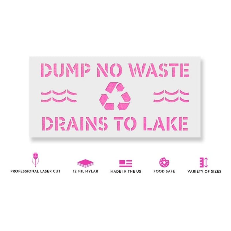 Casa si Gradina - Decoratiuni - DIY - Sabloane decorative pereti - Sablon Perete vopsire, tencuiala 0.7mm No Dumping Drains to Lake Refolosibil, model MXSP7248, 300 x 300 mm, 0.70mm - Infinity.ro