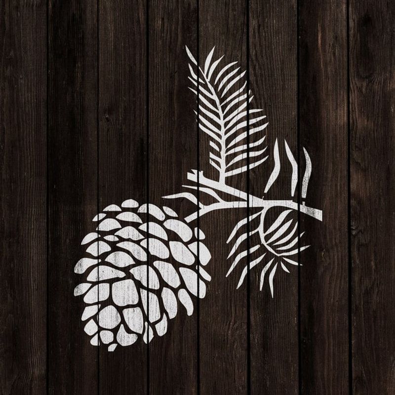 Casa si Gradina - Decoratiuni - DIY - Sabloane decorative pereti - Sablon Perete vopsire, tencuiala 0.7mm Pine Cone Stencil Refolosibil, model MXSP7170, 800 x 800 mm - Infinity.ro