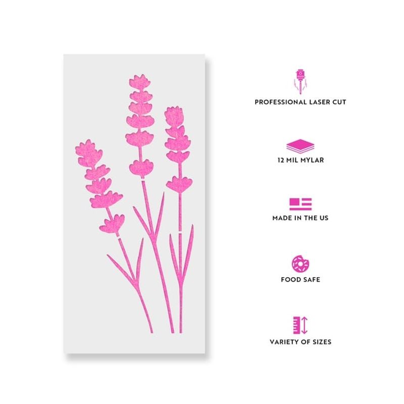Casa si Gradina - Decoratiuni - DIY - Sabloane decorative pereti - Sablon Perete vopsire, tencuiala 0.7mm Lavender Stencil Refolosibil, model MXSP7173, 900 x 900 mm - Infinity.ro