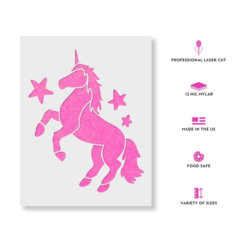 Casa si Gradina - Decoratiuni - DIY - Sabloane decorative pereti - Sablon Perete vopsire, tencuiala 0.7mm Unicorn model MXSP7413, 100 x 100 mm - Infinity.ro