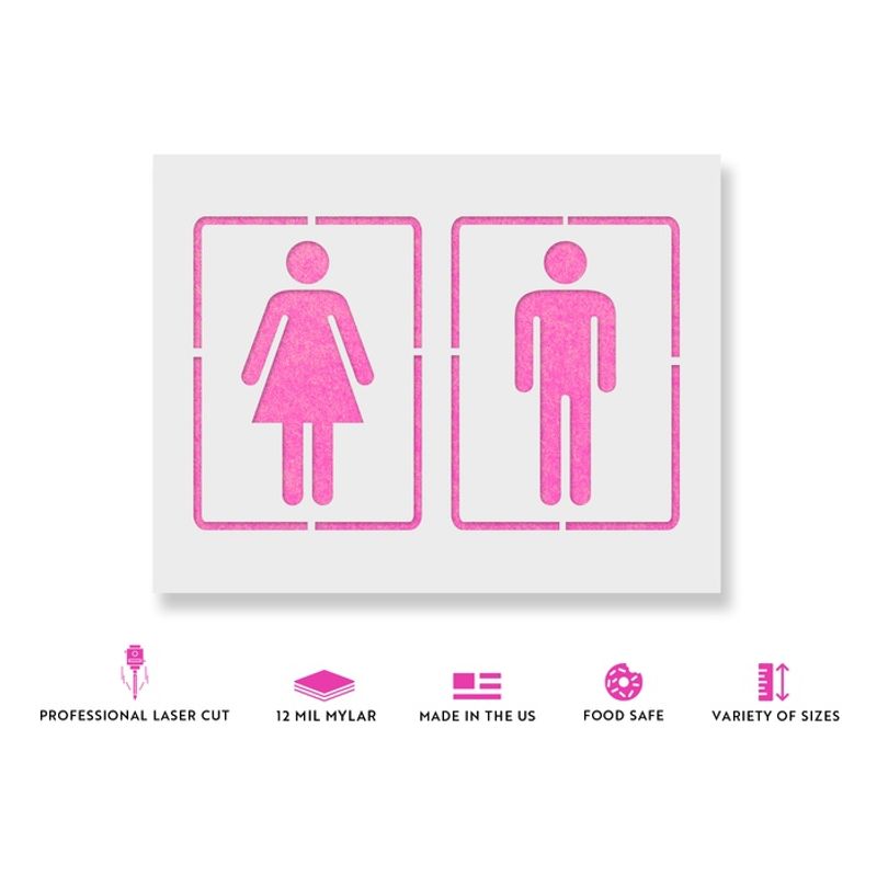 Casa si Gradina - Decoratiuni - DIY - Sabloane decorative pereti - Sablon Perete vopsire, tencuiala 0.7mm Bathroom Sign Refolosibil, model MXSP7211, 100 x 100 mm, 0.70mm - Infinity.ro